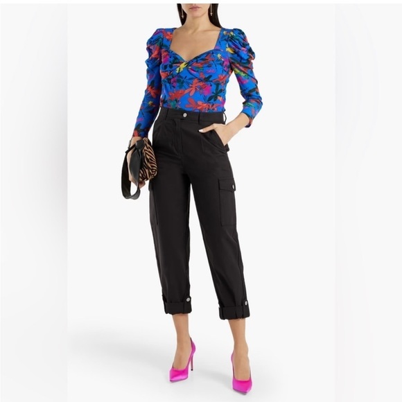 NWT Diane Von Furstenberg DVF Large Erik Top Bodysuit Libellule Medium Deep Blue - Picture 6 of 6